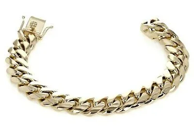 10k Yellow Gold Heavy Miami Cuban Chain Bracelet 7.5" 15mm 107 grams