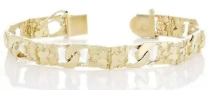 10k Yellow Gold Solid Cuban & Nugget Link Bracelet 8" 9mm 19 grams