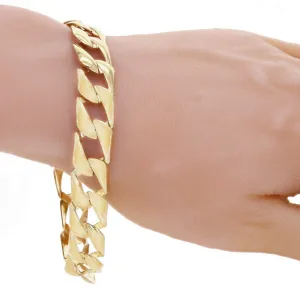 10k Yellow Gold Solid Cuban Link Chain Bracelet Light Weight 9.25" 13mm 24 grams