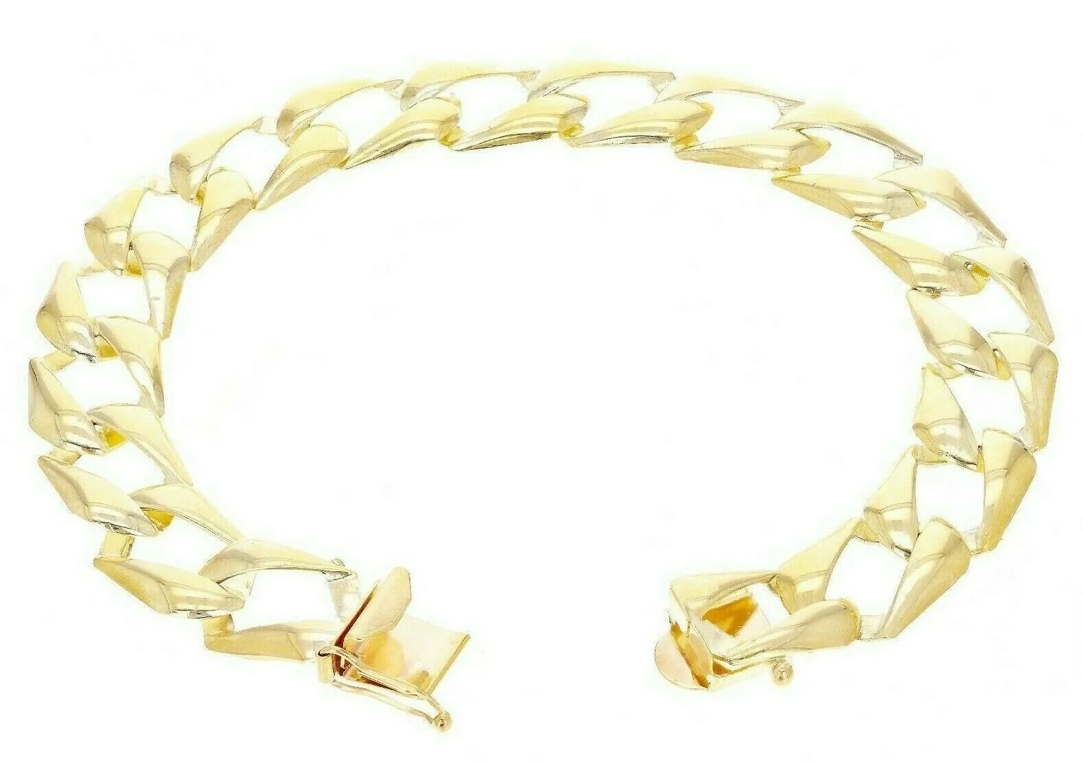 10k Yellow Gold Solid Cuban Link Chain Bracelet Light Weight 9.25" 13mm 24 grams