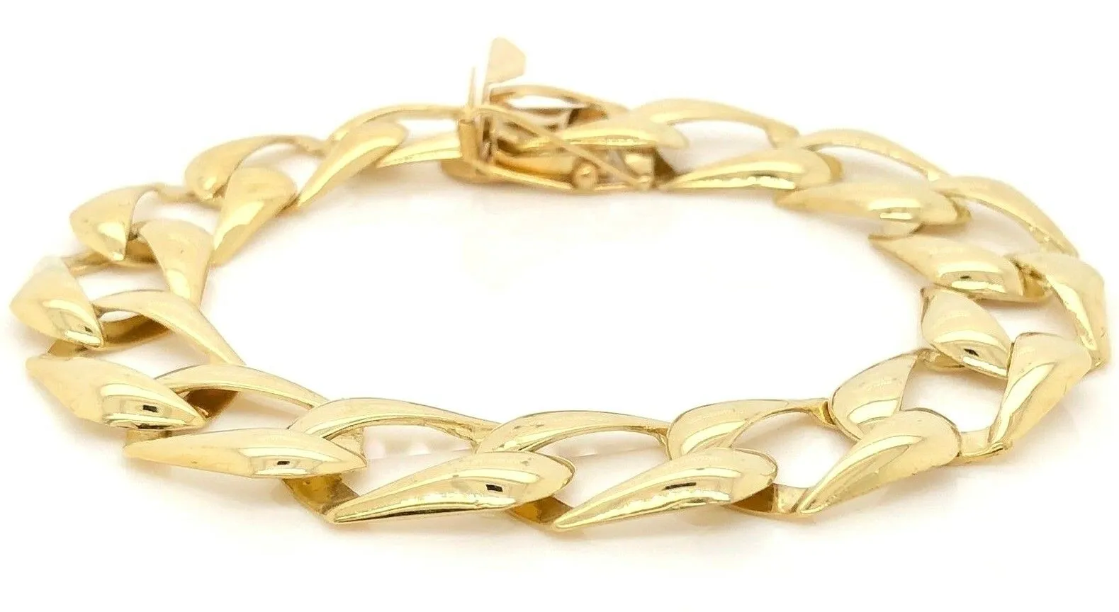 10k Yellow Gold Solid Cuban Link Chain Bracelet Light Weight 9.25" 13mm 24 grams