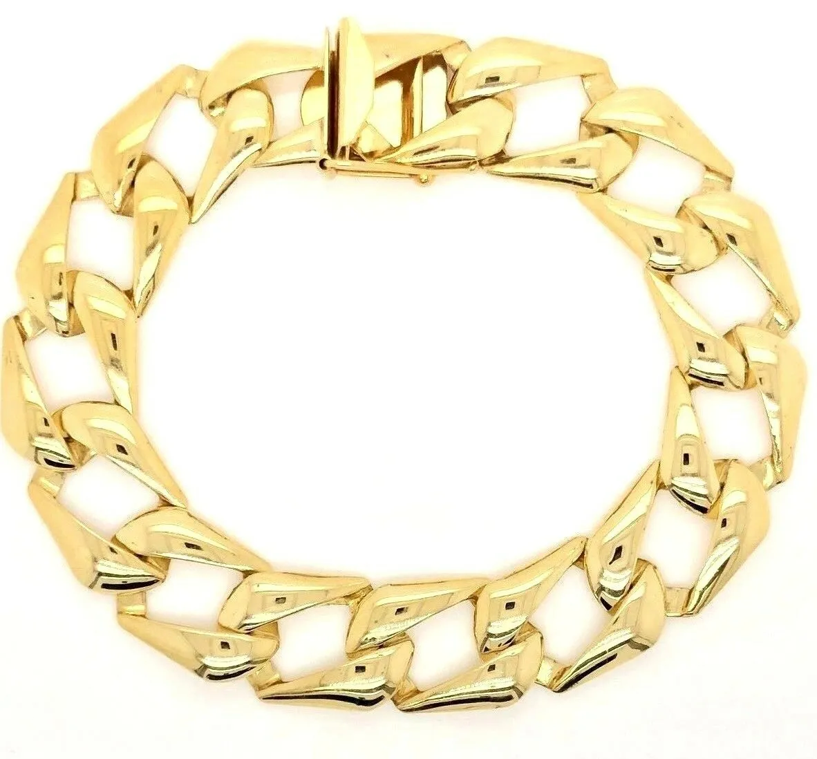 10k Yellow Gold Solid Cuban Link Chain Bracelet Light Weight 9.25" 13mm 24 grams