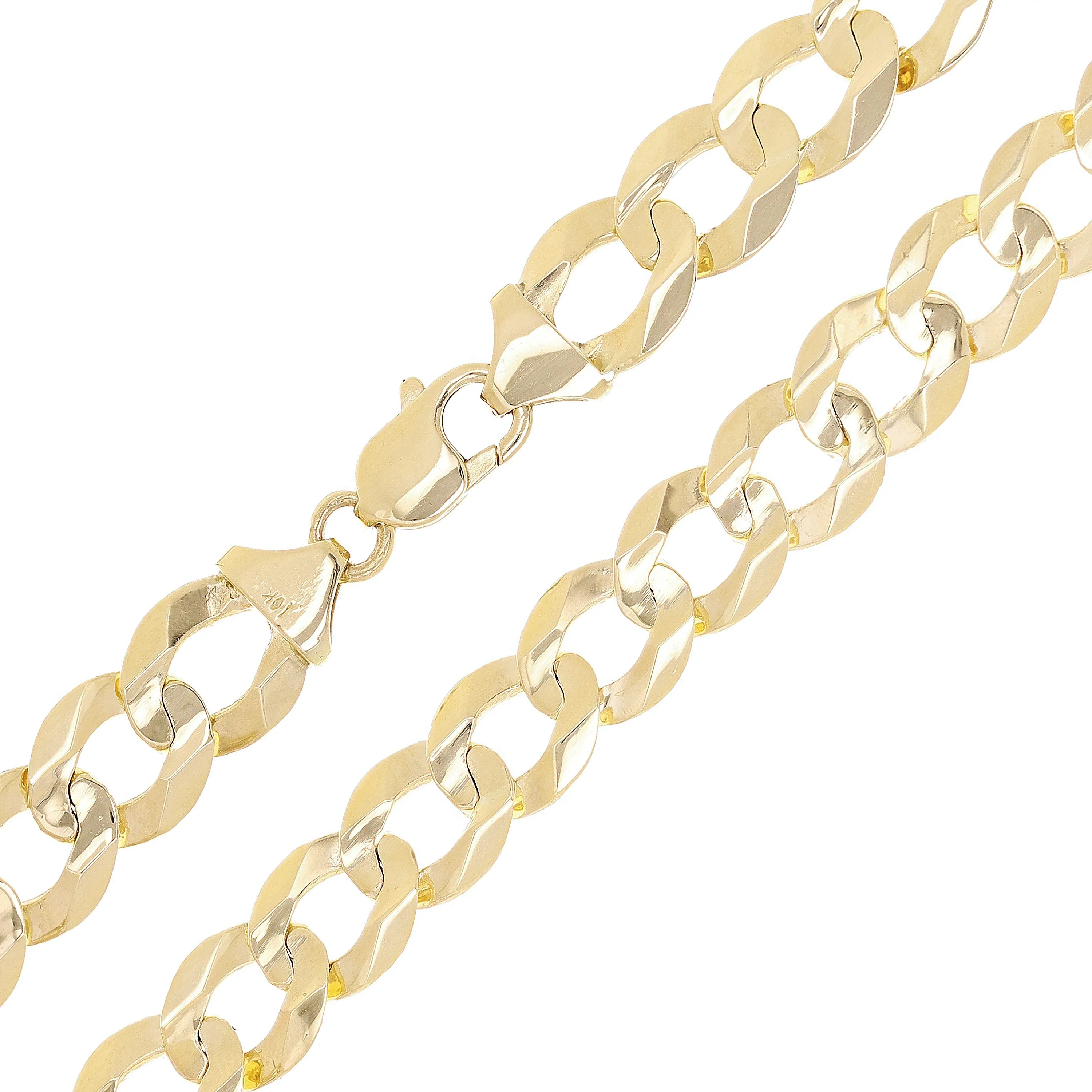 10k Yellow or White Gold Solid Flat Cuban Curb Chain Bracelet 12.5mm Various Lengths