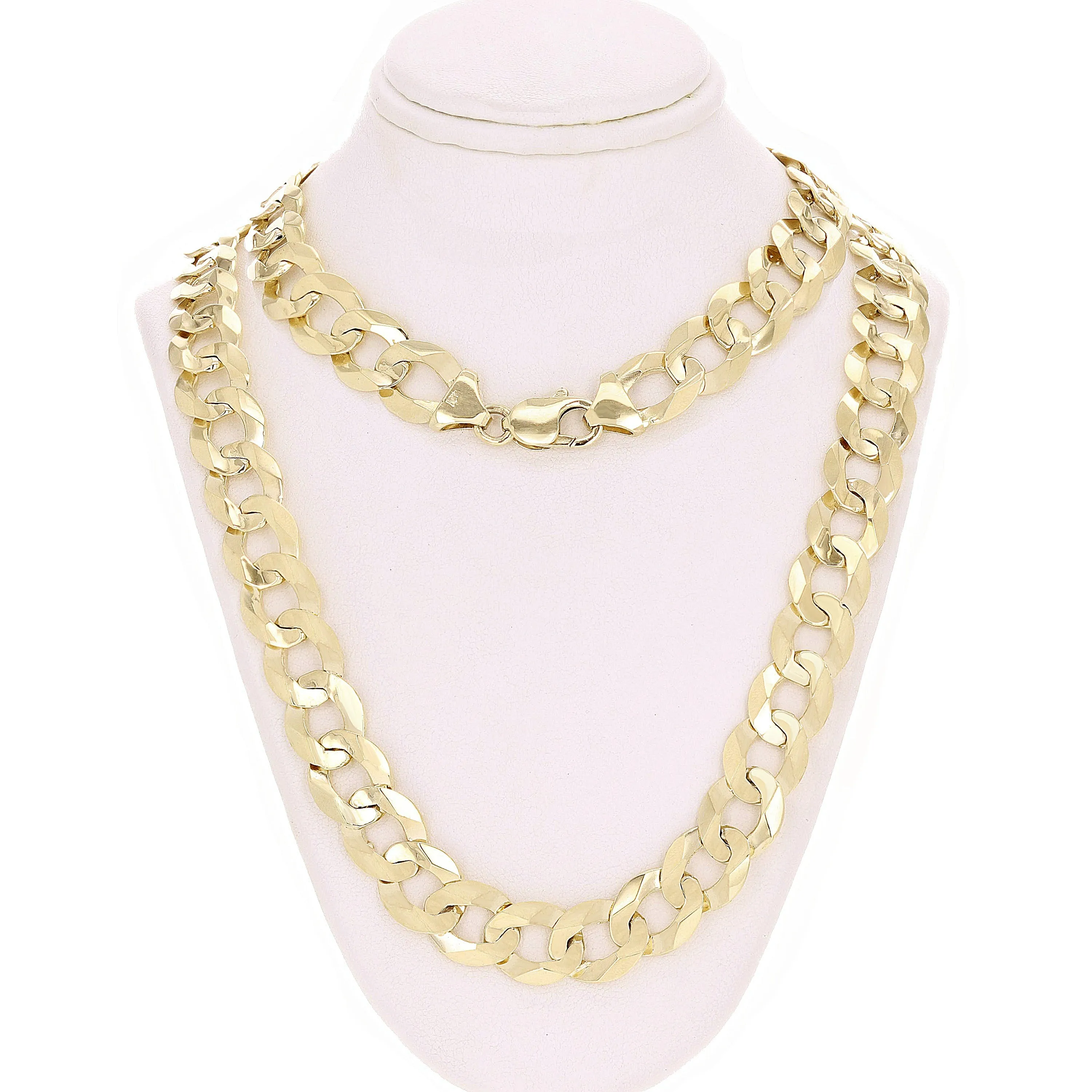 10k Yellow or White Gold Solid Flat Cuban Curb Chain Bracelet 12.5mm Various Lengths