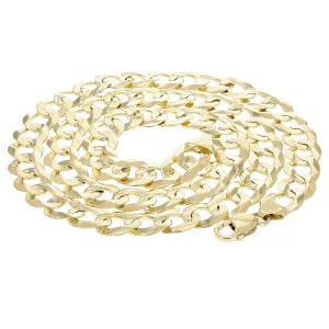 10k Yellow or White Gold Solid Flat Cuban Curb Chain Bracelet 12.5mm Various Lengths