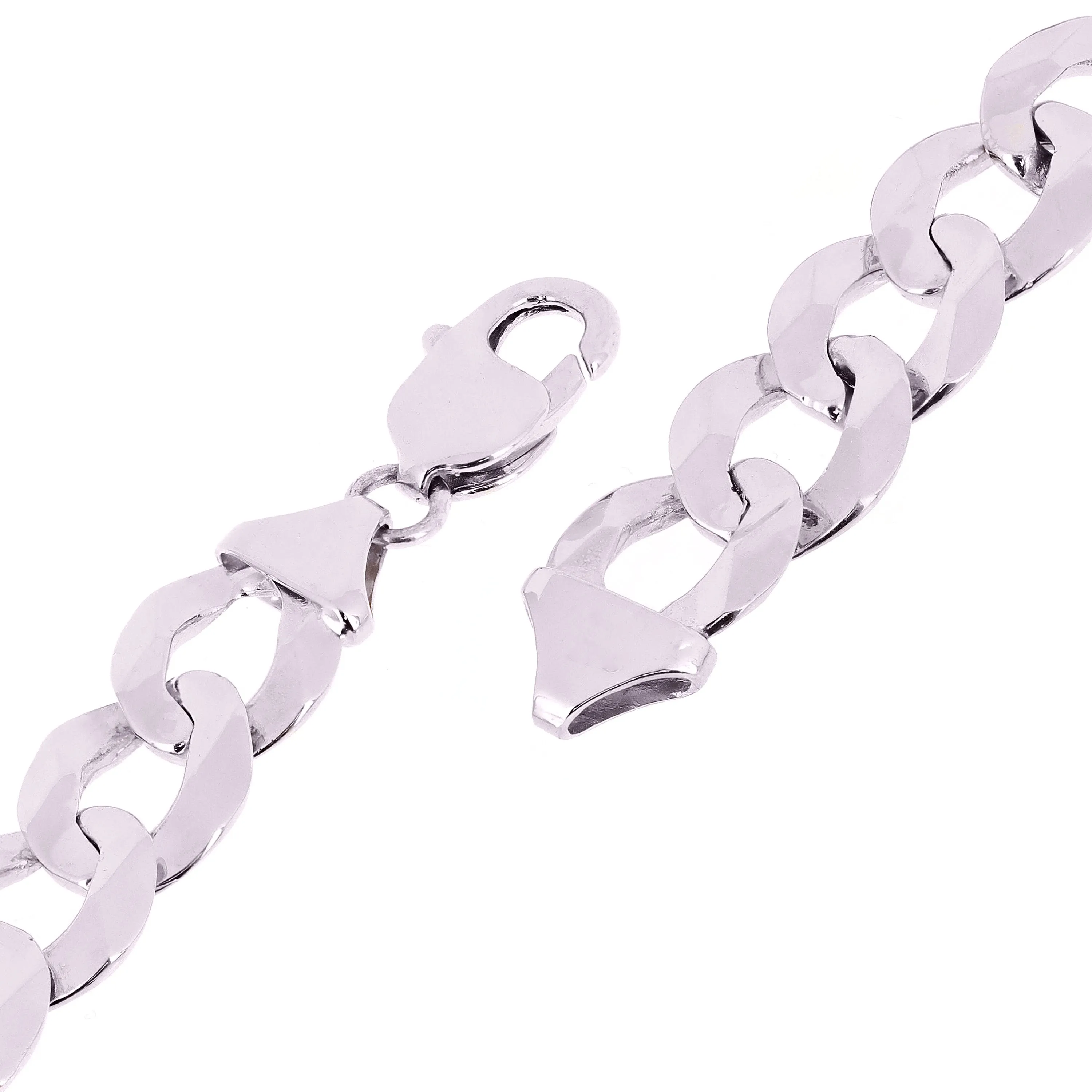 10k Yellow or White Gold Solid Flat Cuban Curb Chain Bracelet 12.5mm Various Lengths