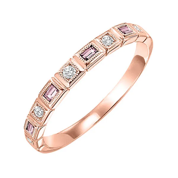 10KT Pink Gold & Diamond Classic Book Stackable Fashion Ring  - 1/10 ctw