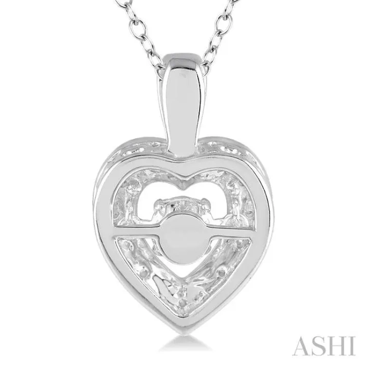 1/20 ctw Heart Shape Diamond Emotion Pendant in Sterling Silver with Chain