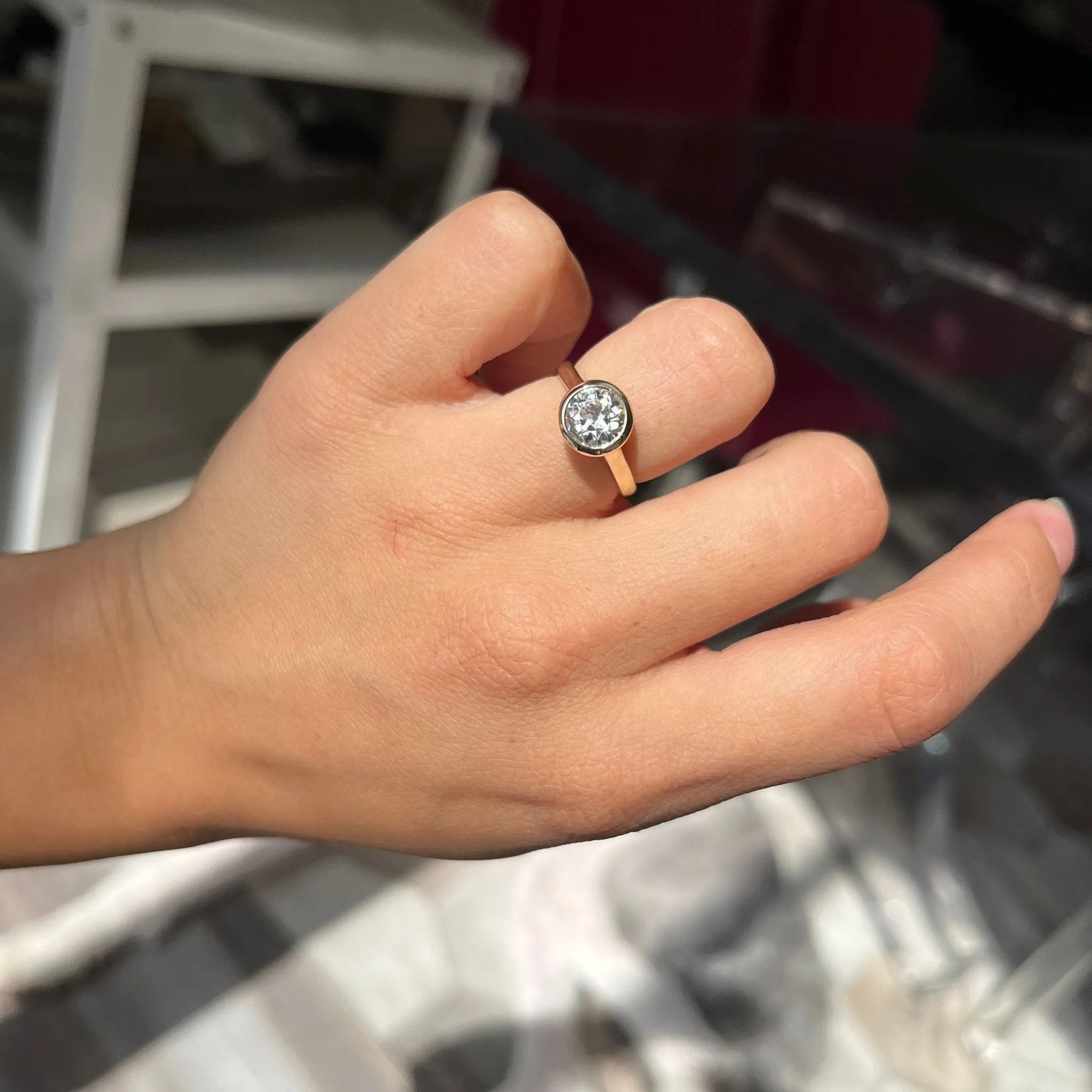 1.26ct Old European Cut Diamond Bezel Solitaire