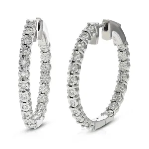 1/4 cttw Lab Grown Diamond Eternity Hoop Earring Sterling Silver