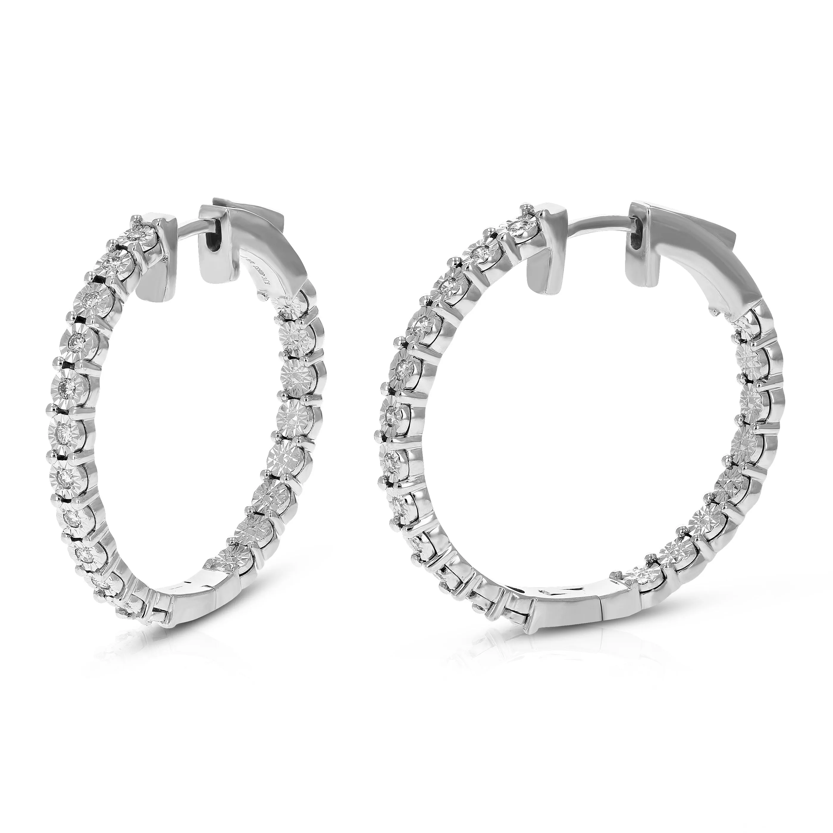 1/4 cttw Lab Grown Diamond Eternity Hoop Earring Sterling Silver