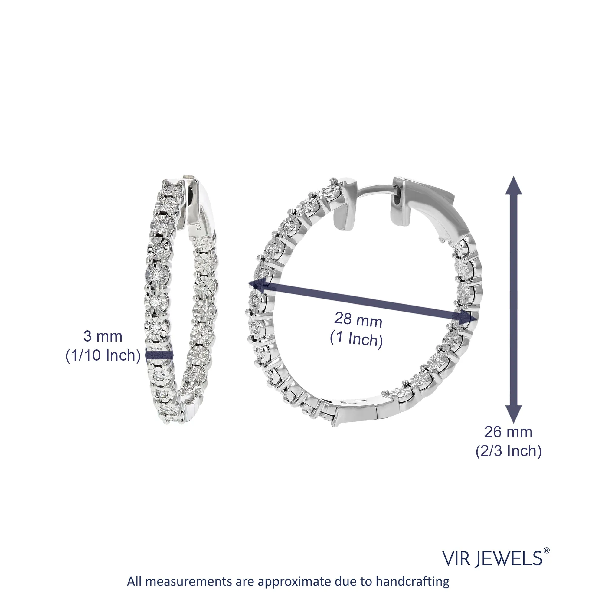 1/4 cttw Lab Grown Diamond Eternity Hoop Earring Sterling Silver