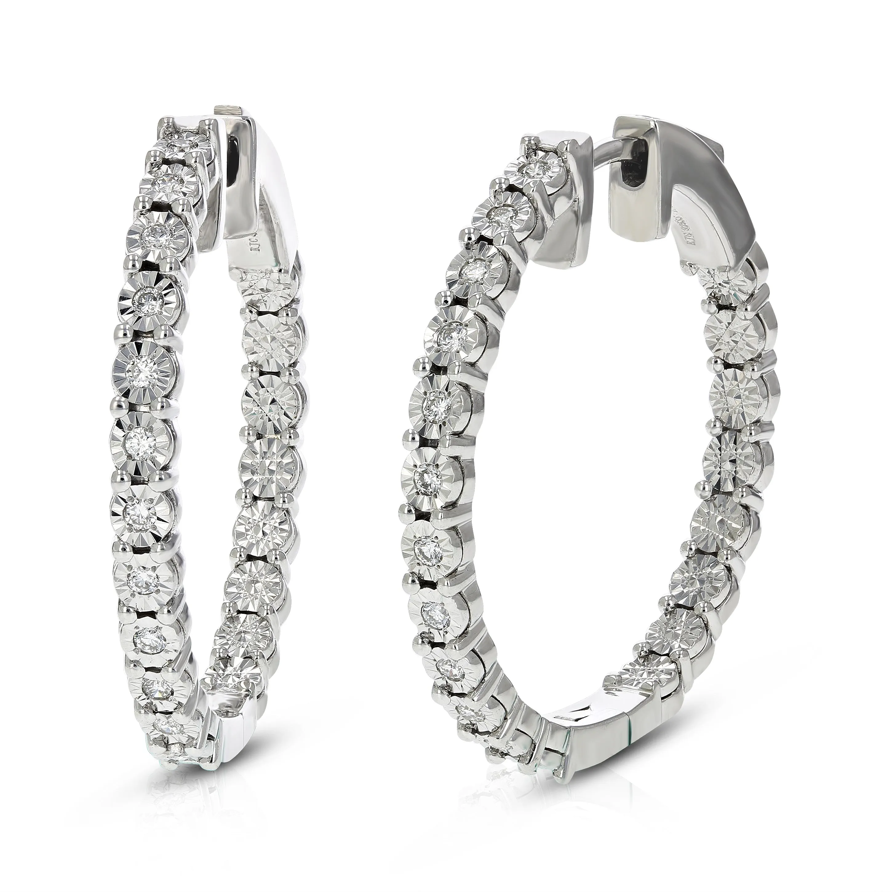 1/4 cttw Lab Grown Diamond Eternity Hoop Earring Sterling Silver