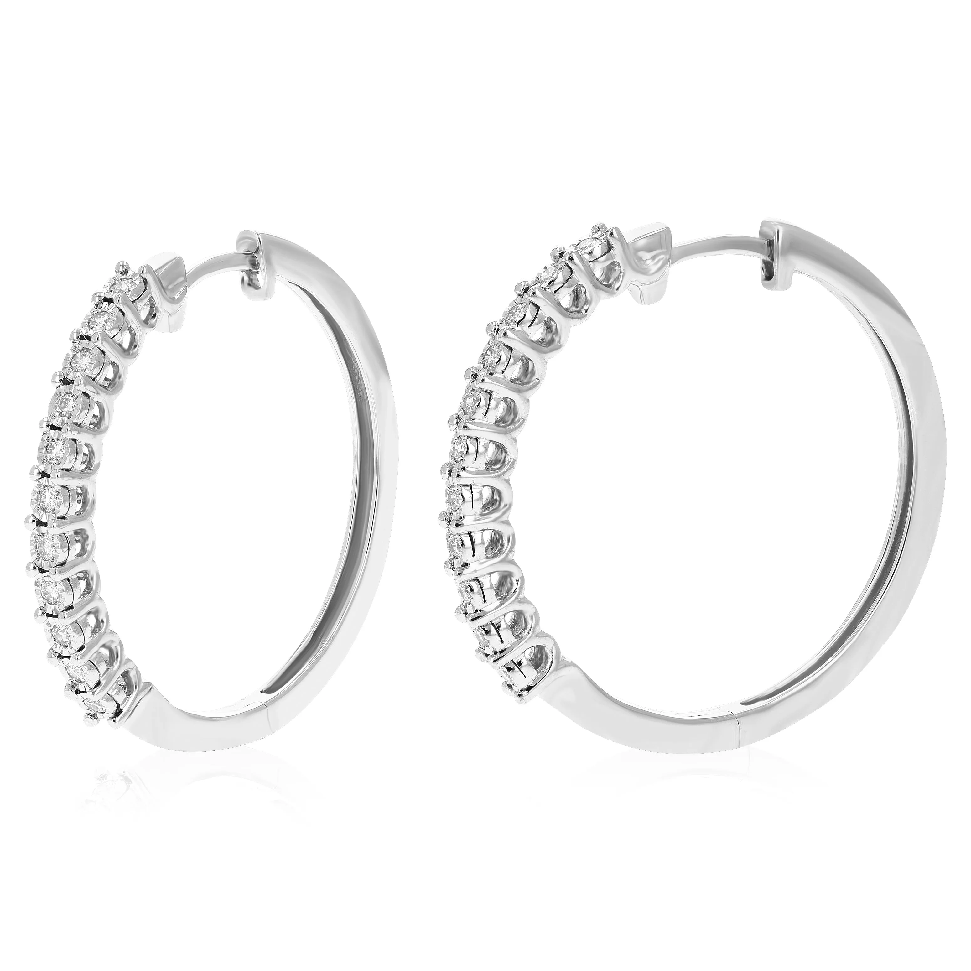 1/4 cttw Lab Grown Diamond Hoop Earrings in Sterling Silver