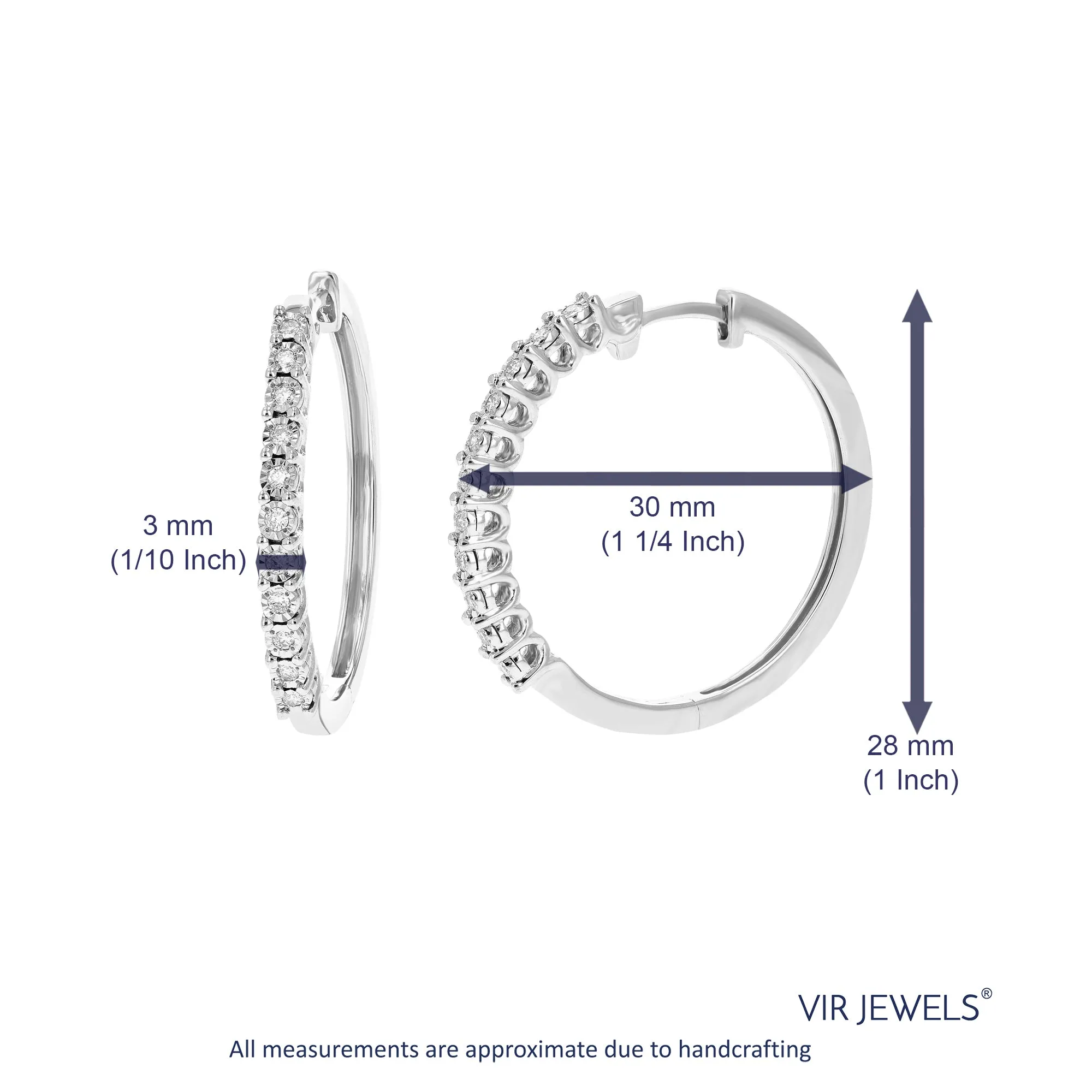 1/4 cttw Lab Grown Diamond Hoop Earrings in Sterling Silver