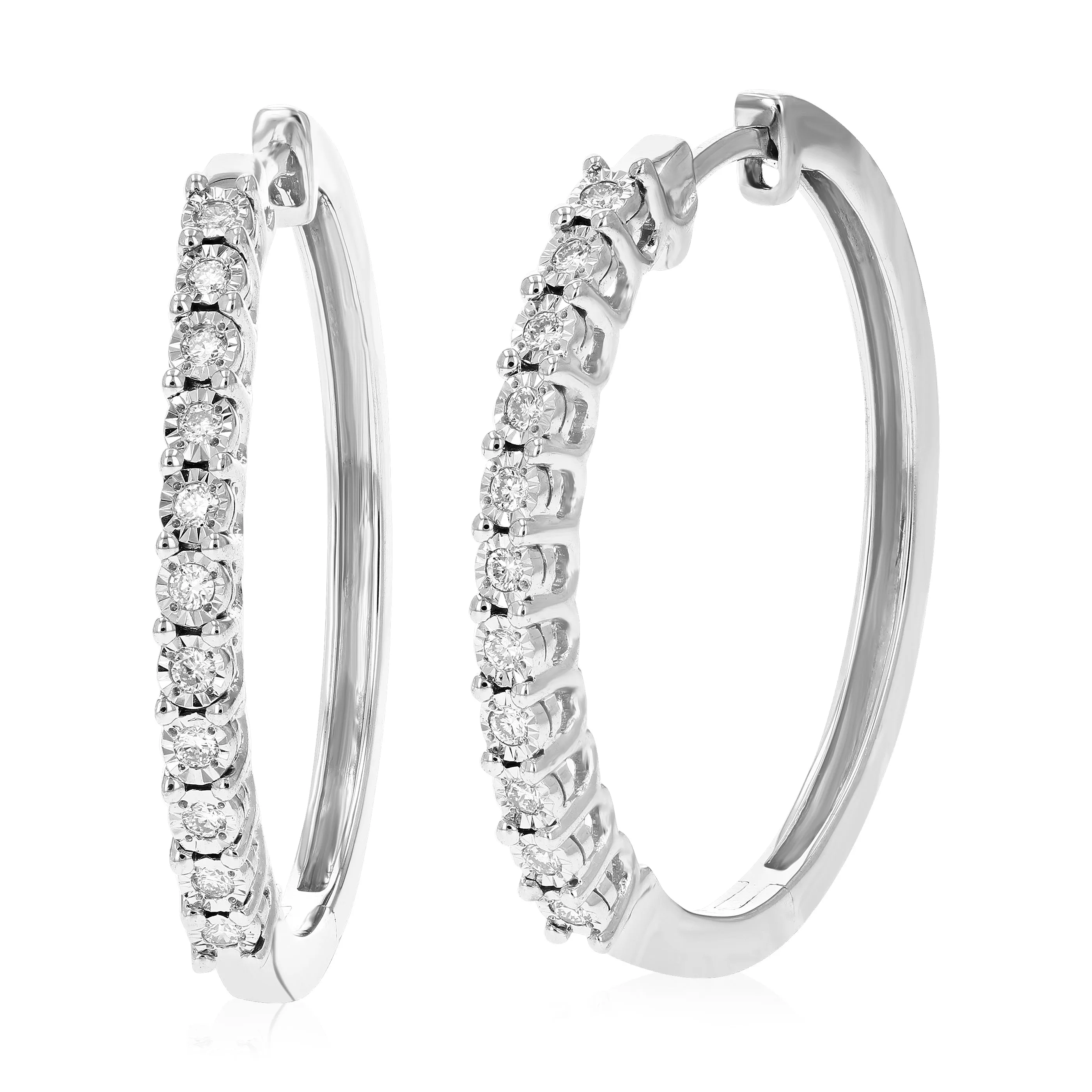 1/4 cttw Lab Grown Diamond Hoop Earrings in Sterling Silver