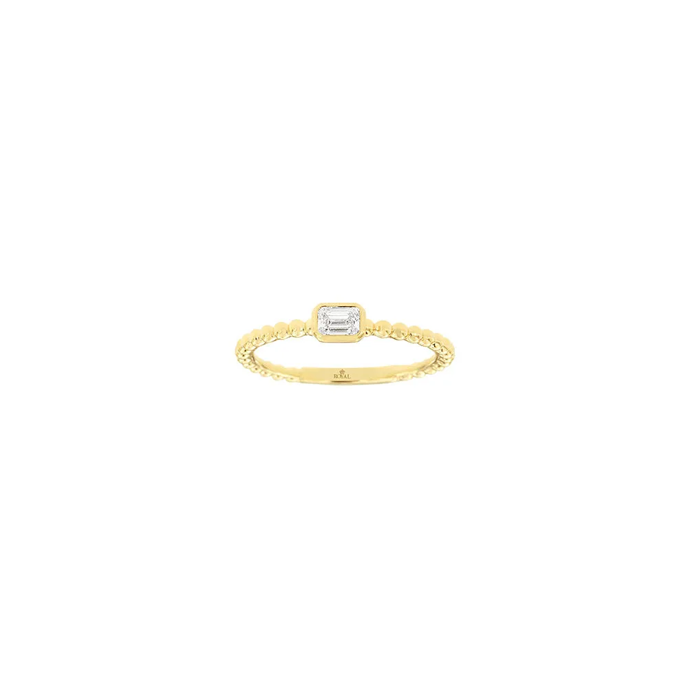 14 Karat Yellow Gold Ball Band With A Diamond