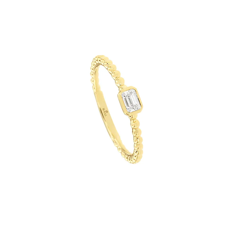 14 Karat Yellow Gold Ball Band With A Diamond