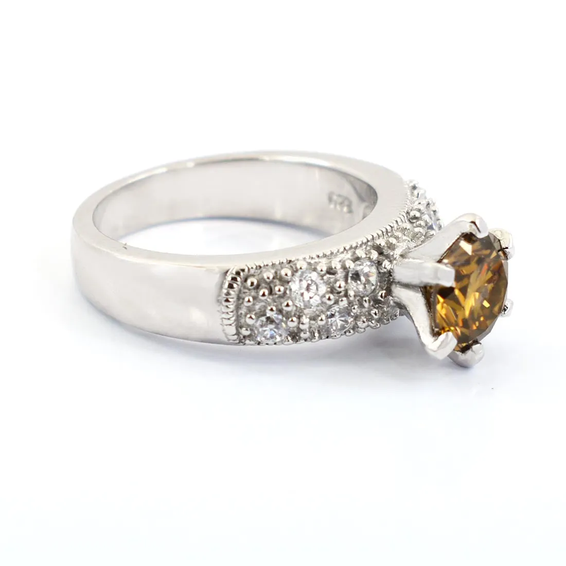 1.40 Ct Lovely  Champagne Diamond Designer Ring with White Diamond Accents. Ideal Gift for Wife with Great Sparkle