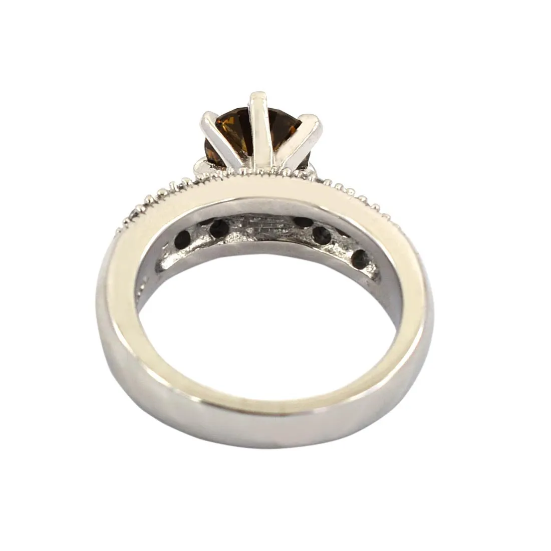 1.40 Ct Lovely  Champagne Diamond Designer Ring with White Diamond Accents. Ideal Gift for Wife with Great Sparkle