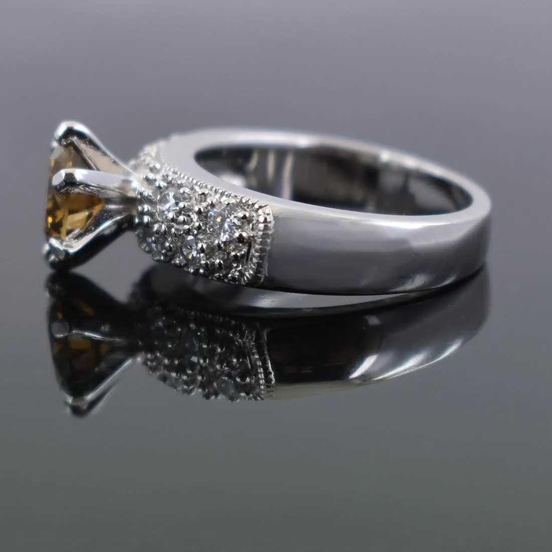 1.40 Ct Lovely  Champagne Diamond Designer Ring with White Diamond Accents. Ideal Gift for Wife with Great Sparkle