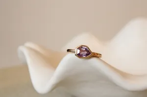 14K Geometric Pink Sapphire Solitaire Bezel Ring