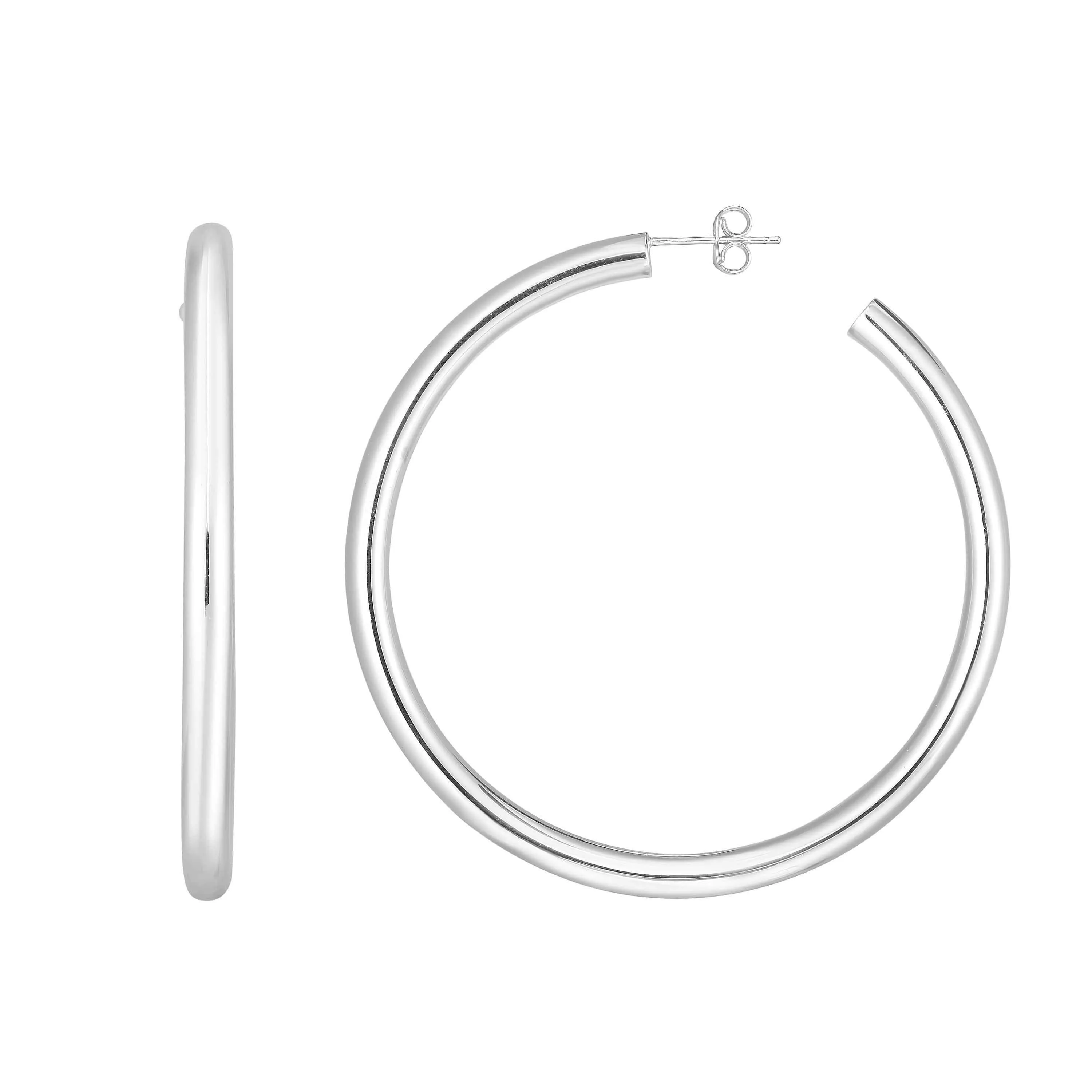 14K Gold 50mm Thick High Polish Hoop Earrings