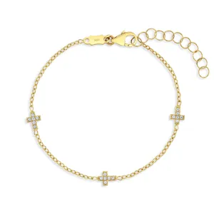 14k Gold 5"- 6" Tiny Cross Linked Baby / Toddler / Kids Bracelet