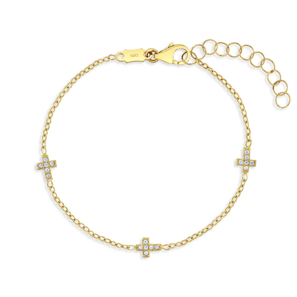 14k Gold 5"- 6" Tiny Cross Linked Baby / Toddler / Kids Bracelet