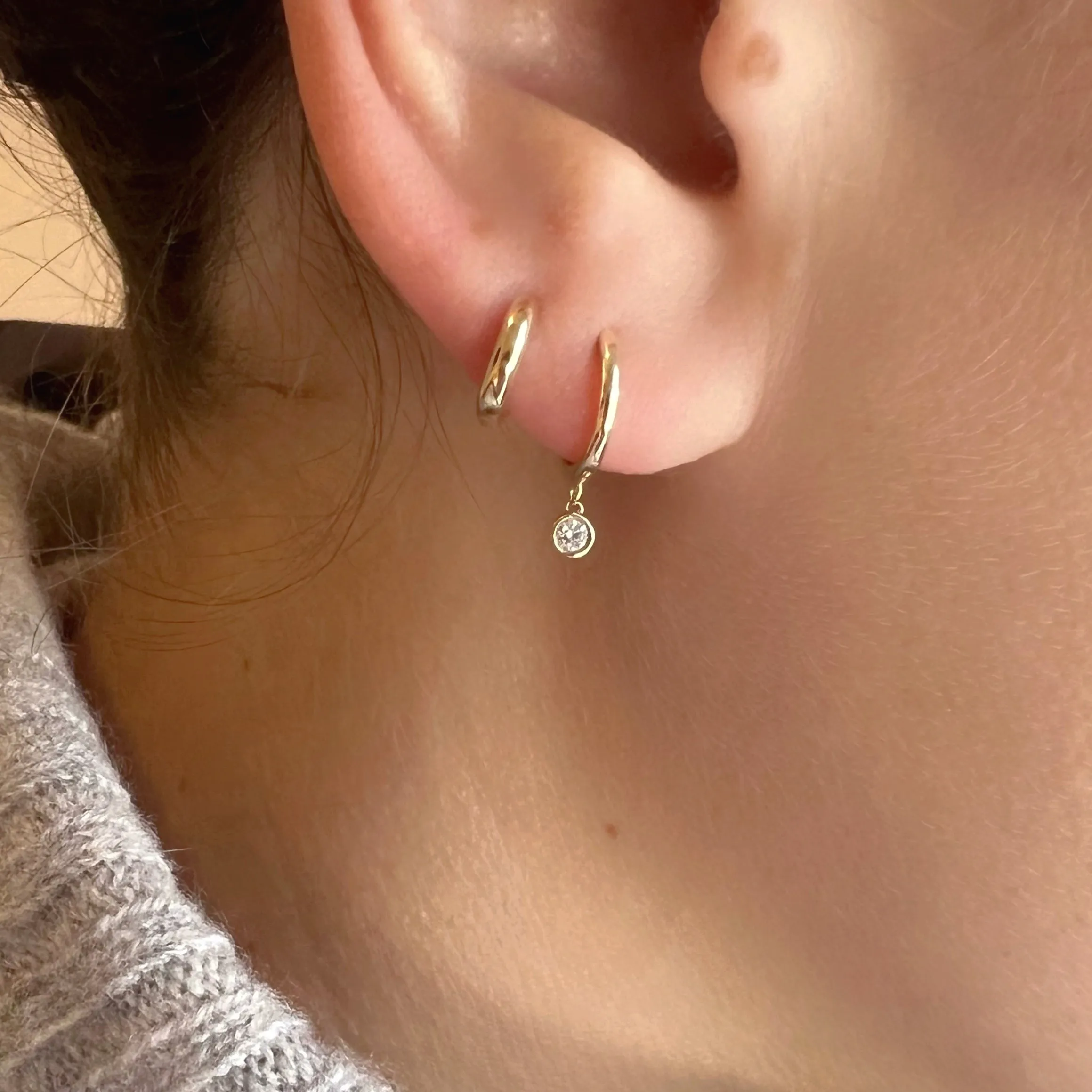 14K Gold Baby Huggie Earrings