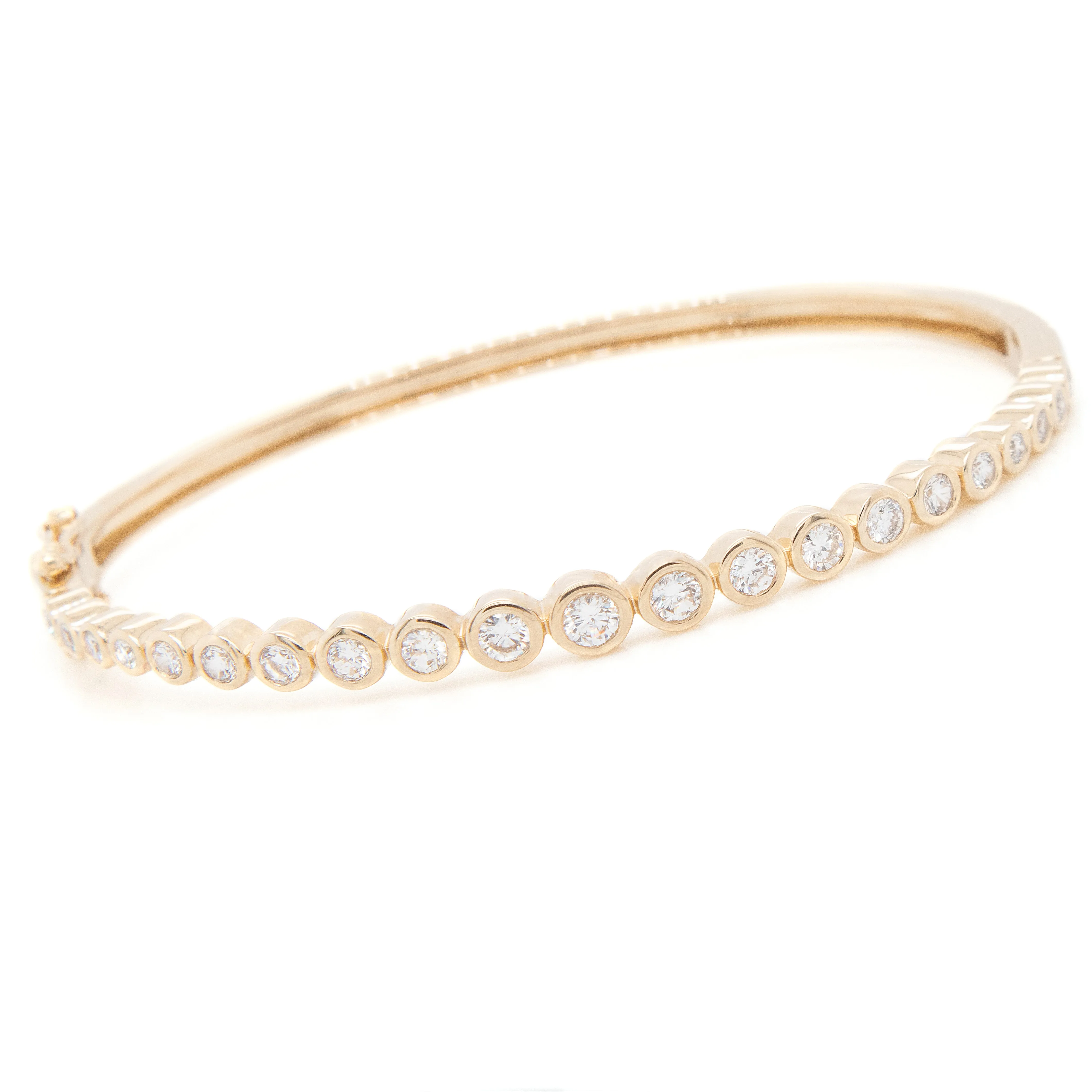 14k Gold Bezel Diamond Bangle