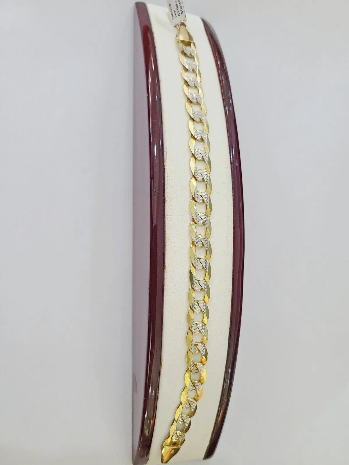 14K Gold Bracelet Cuban Curb Link Bracelet Diamond Cut 9mm 8" Inch REAL Gold