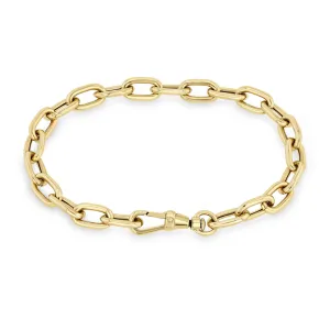 14k Gold Extra Large Square Oval Link Bracelet with Swivel Clasp