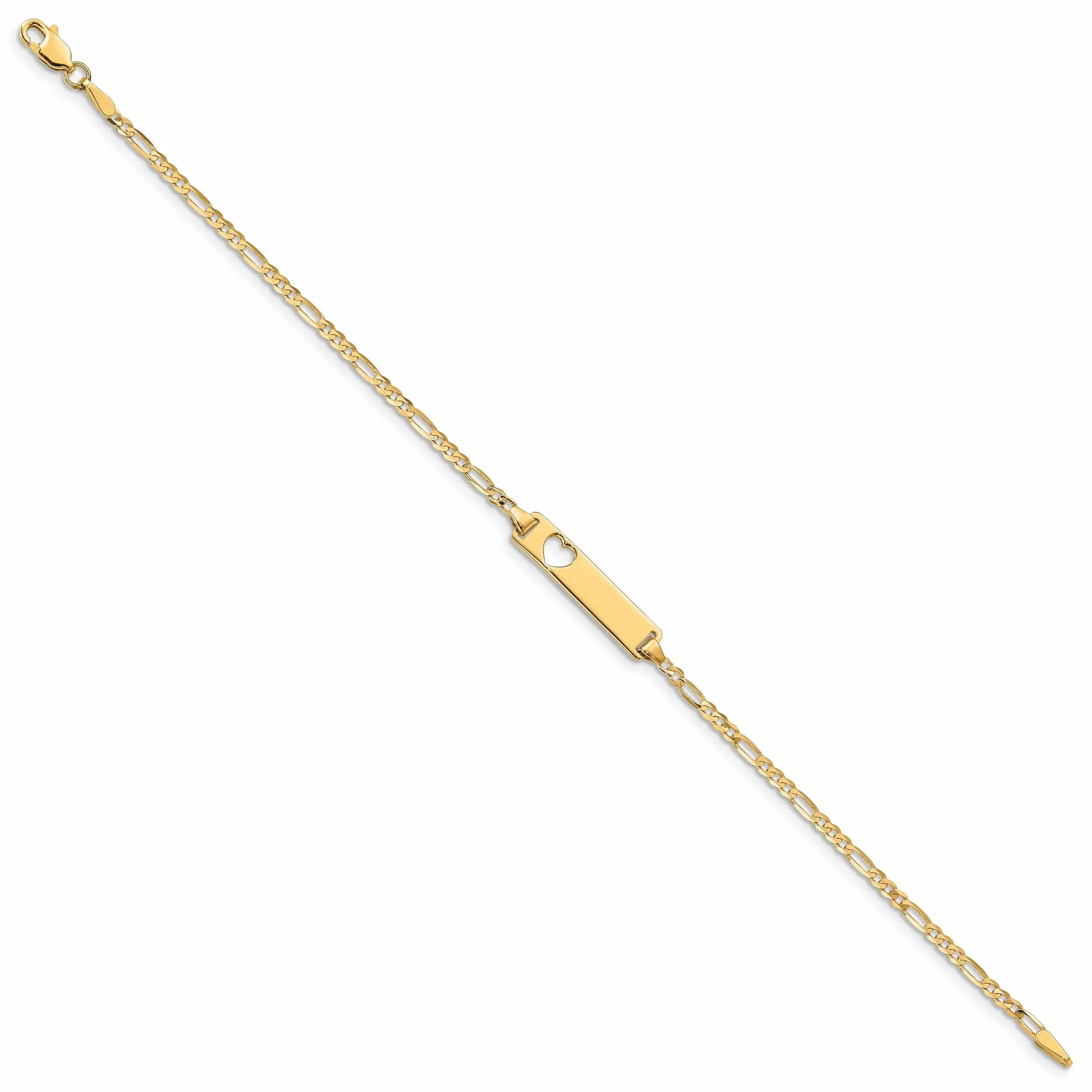 14k Gold Figaro Link ID Plate Bracelet