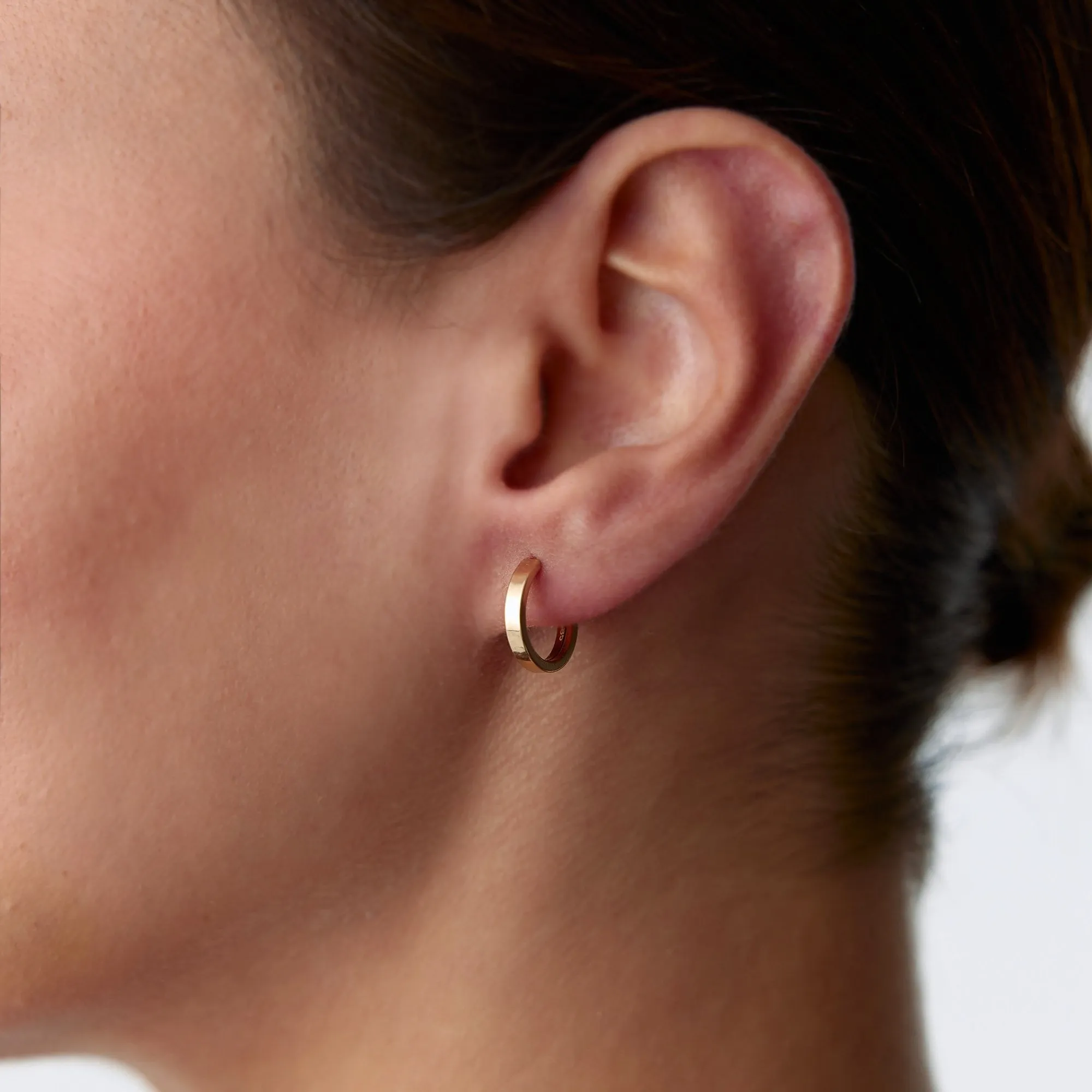 14k Gold Hoop Earrings Small Interlocking Corner Hoop Earrings