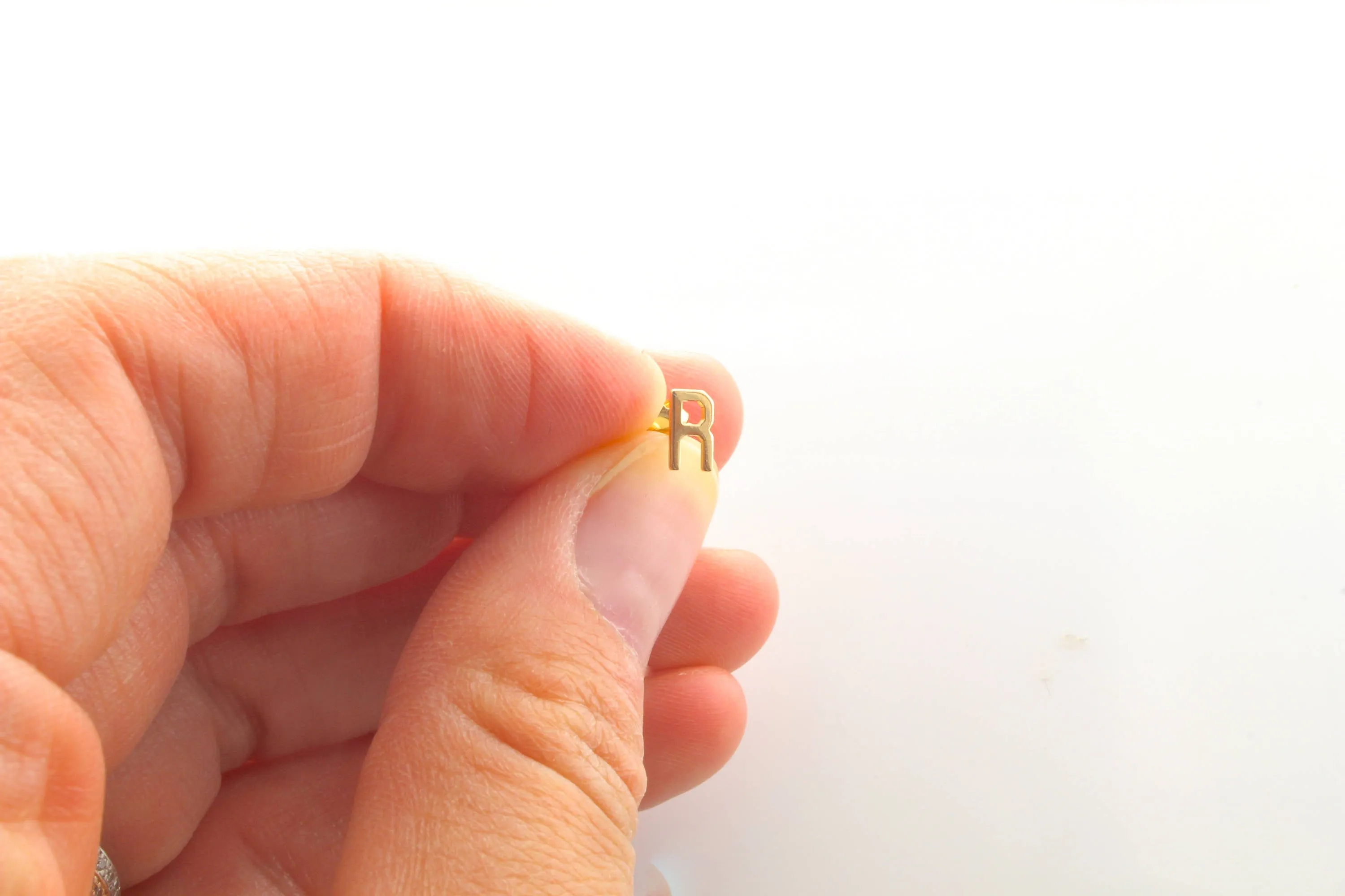 14K Gold Initial Stud Earrings