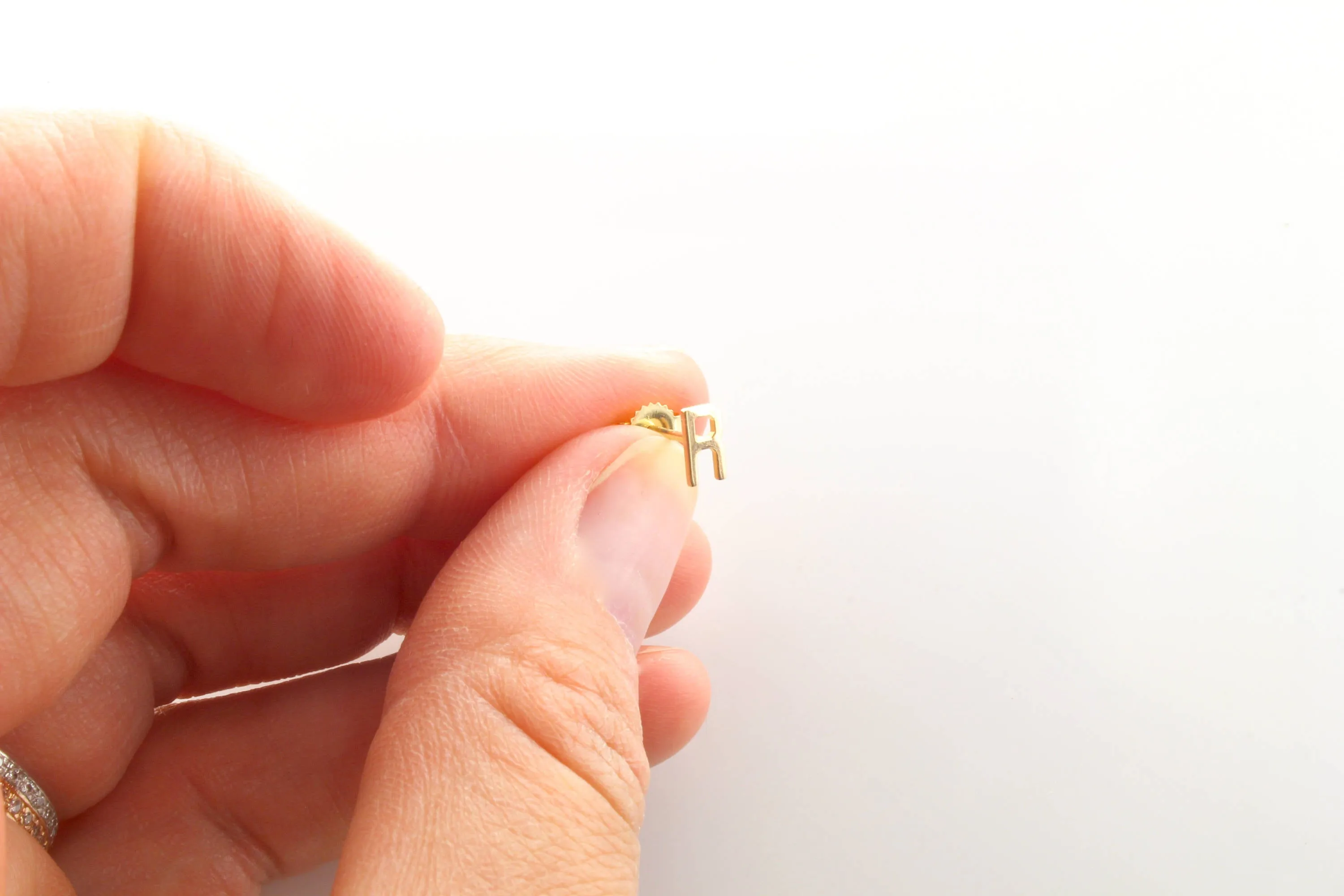 14K Gold Initial Stud Earrings