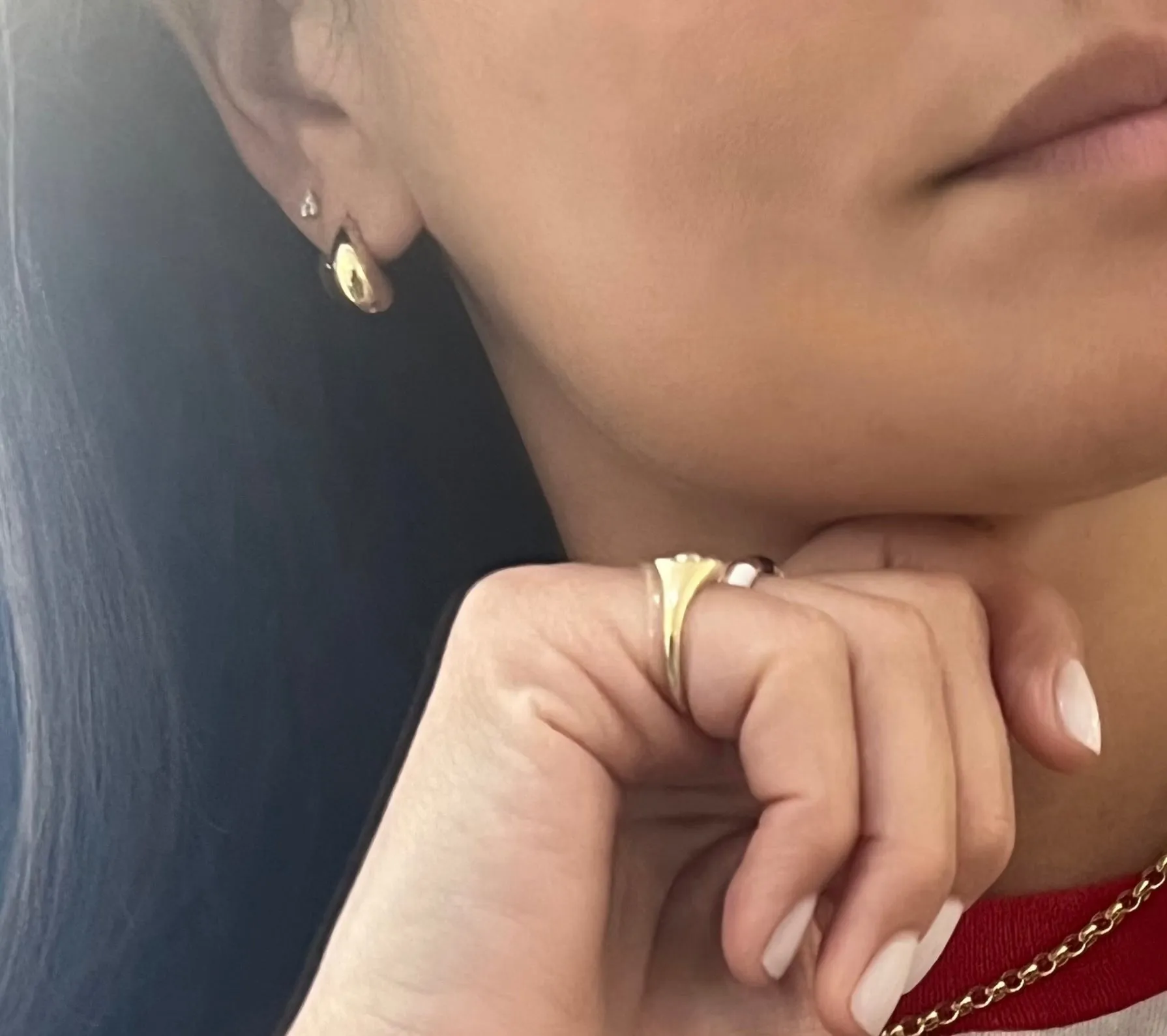 14K Gold Small Teardrop Dome Earrings