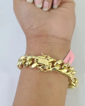 14K Miami Cuban Bracelet Yellow Gold Box Clasp 8" Inch 13mm Link Thick