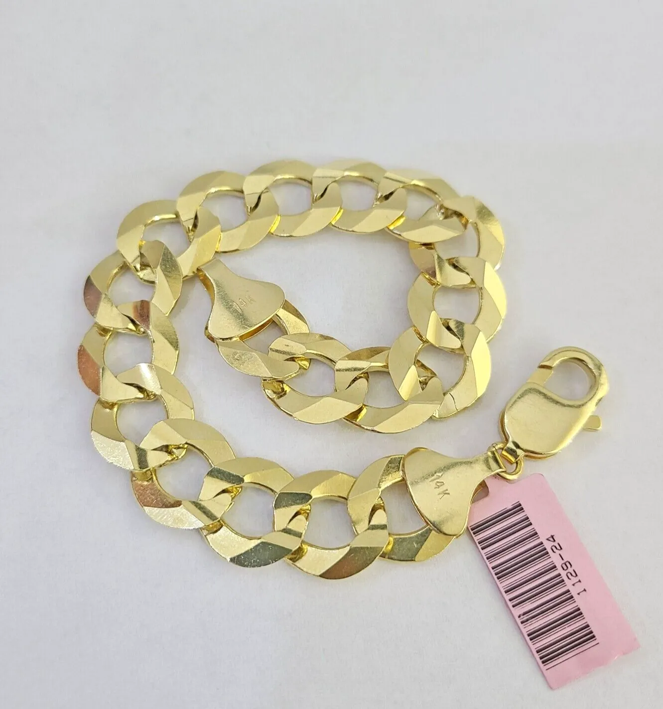 14K Real Cuban Curb Bracelet Solid Yellow Gold 13mm 8" inch Genuine