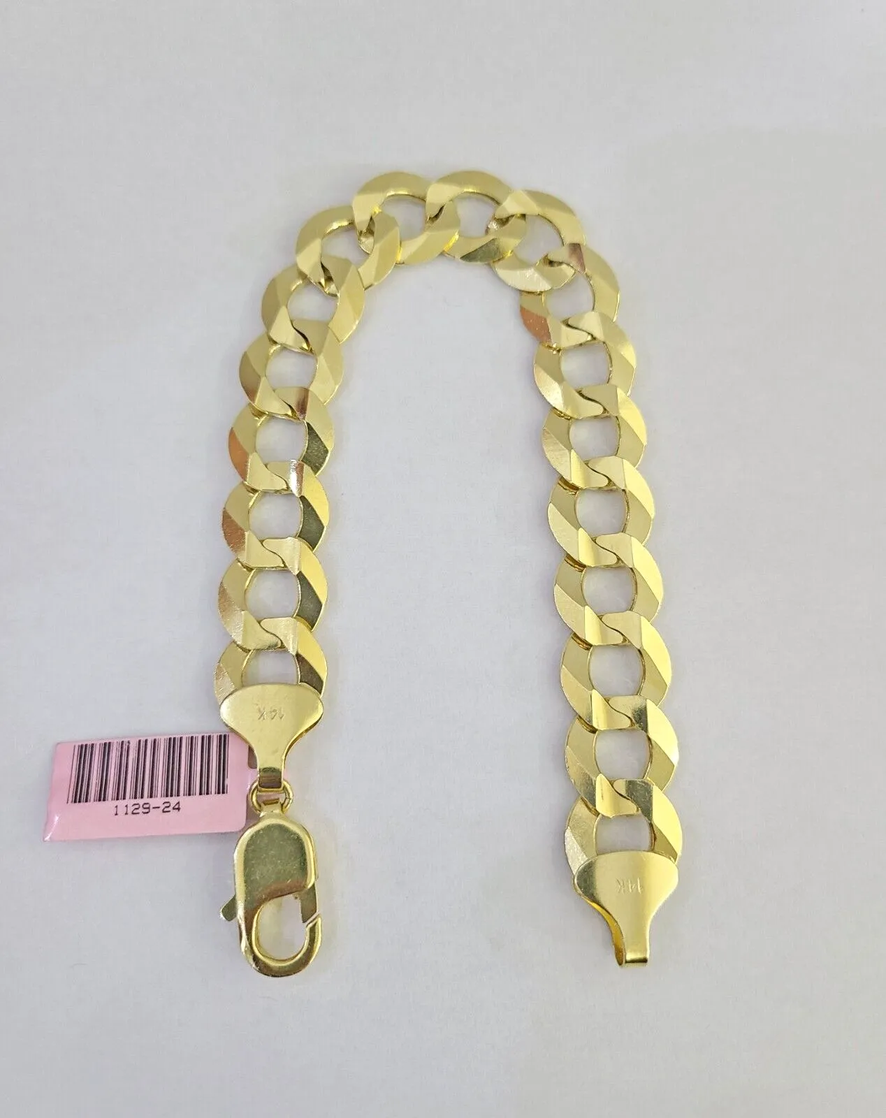 14K Real Cuban Curb Bracelet Solid Yellow Gold 13mm 8" inch Genuine