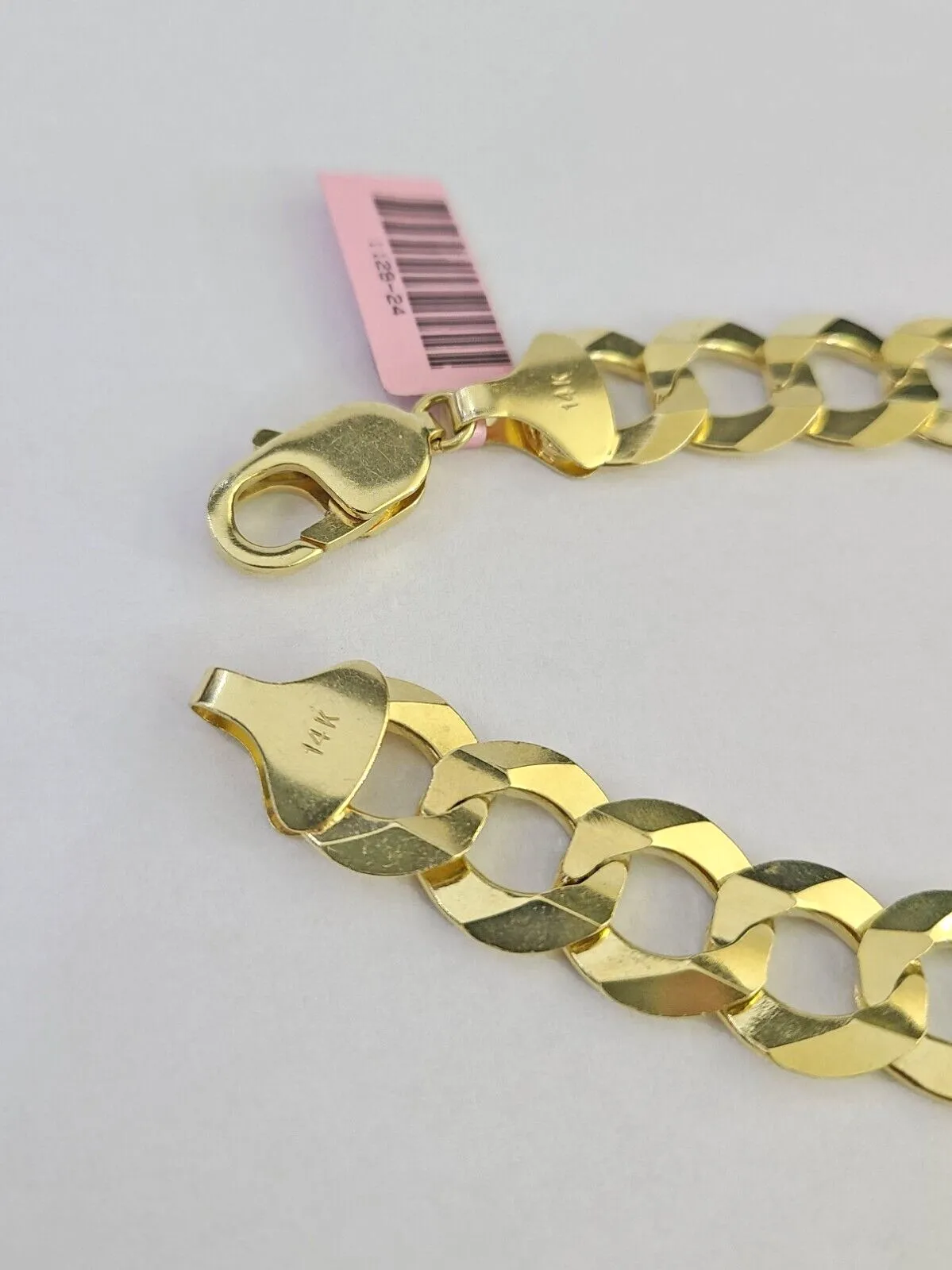 14K Real Cuban Curb Bracelet Solid Yellow Gold 13mm 8" inch Genuine