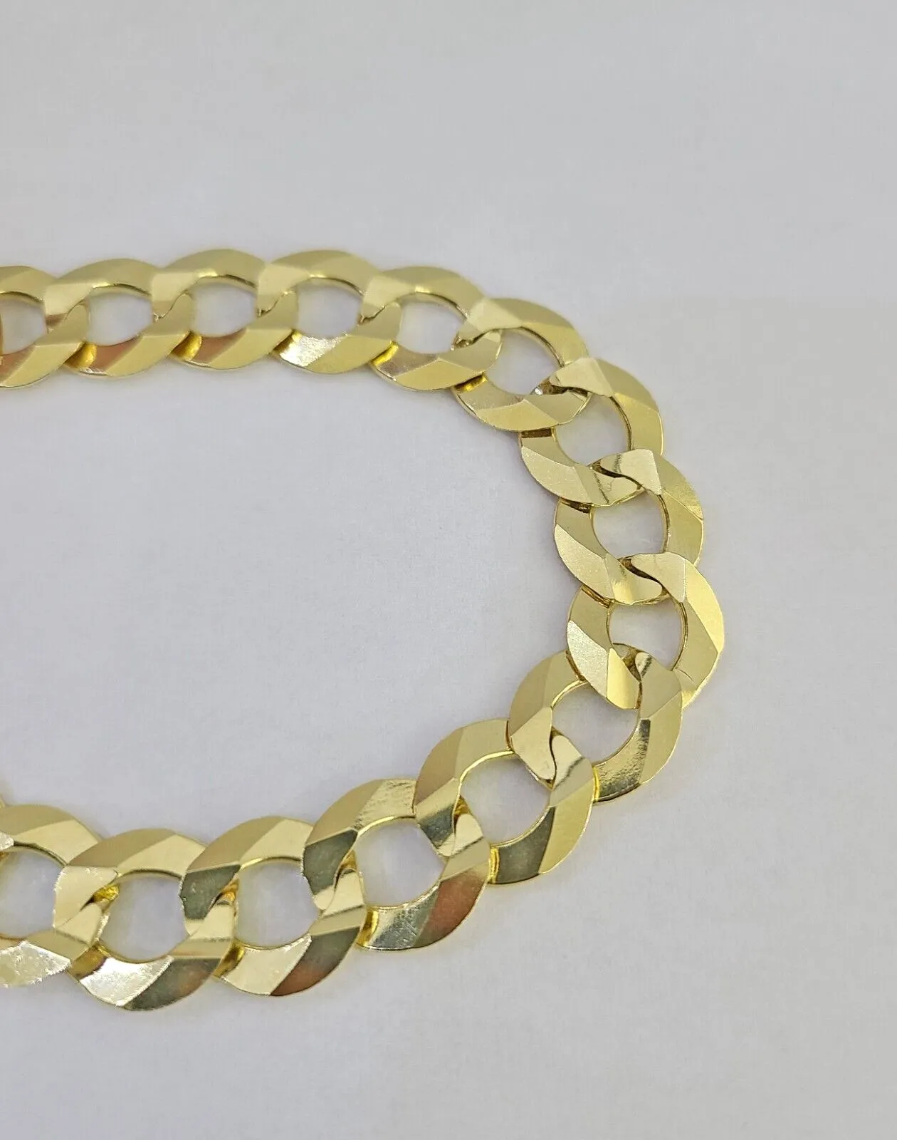 14K Real Cuban Curb Bracelet Solid Yellow Gold 13mm 8" inch Genuine
