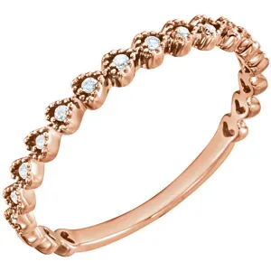 14k Rose Gold .06 CTW Diamond Stackable Ring