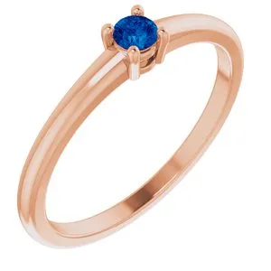 14K Rose Natural Blue Sapphire Ring