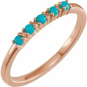 14K Rose Natural Turquoise Cabochon Stackable Ring