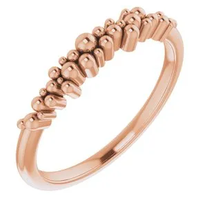 14K Rose Stackable Scattered Bead Ring