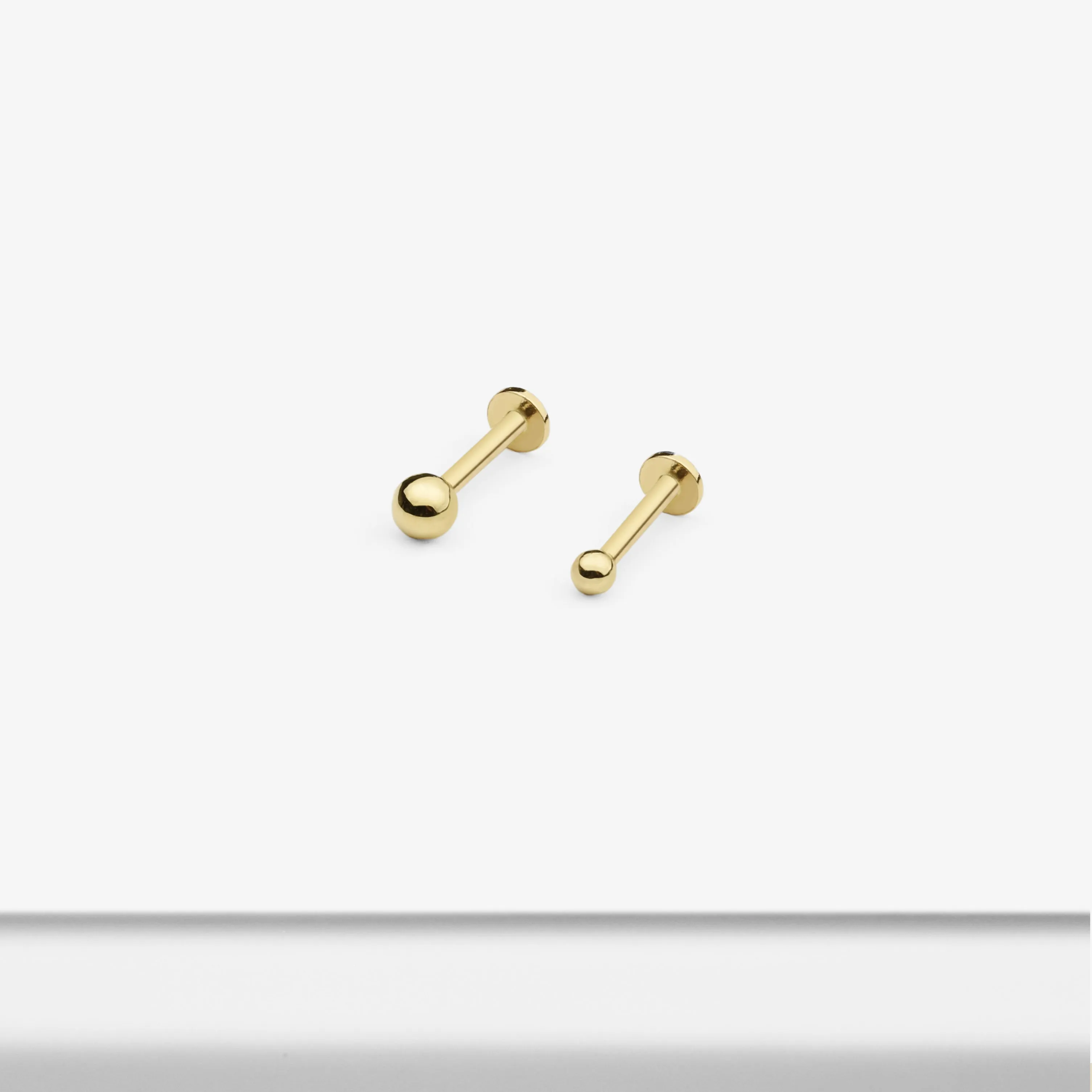 14k Solid Gold Ball Internally Threaded Labret Stud Earring