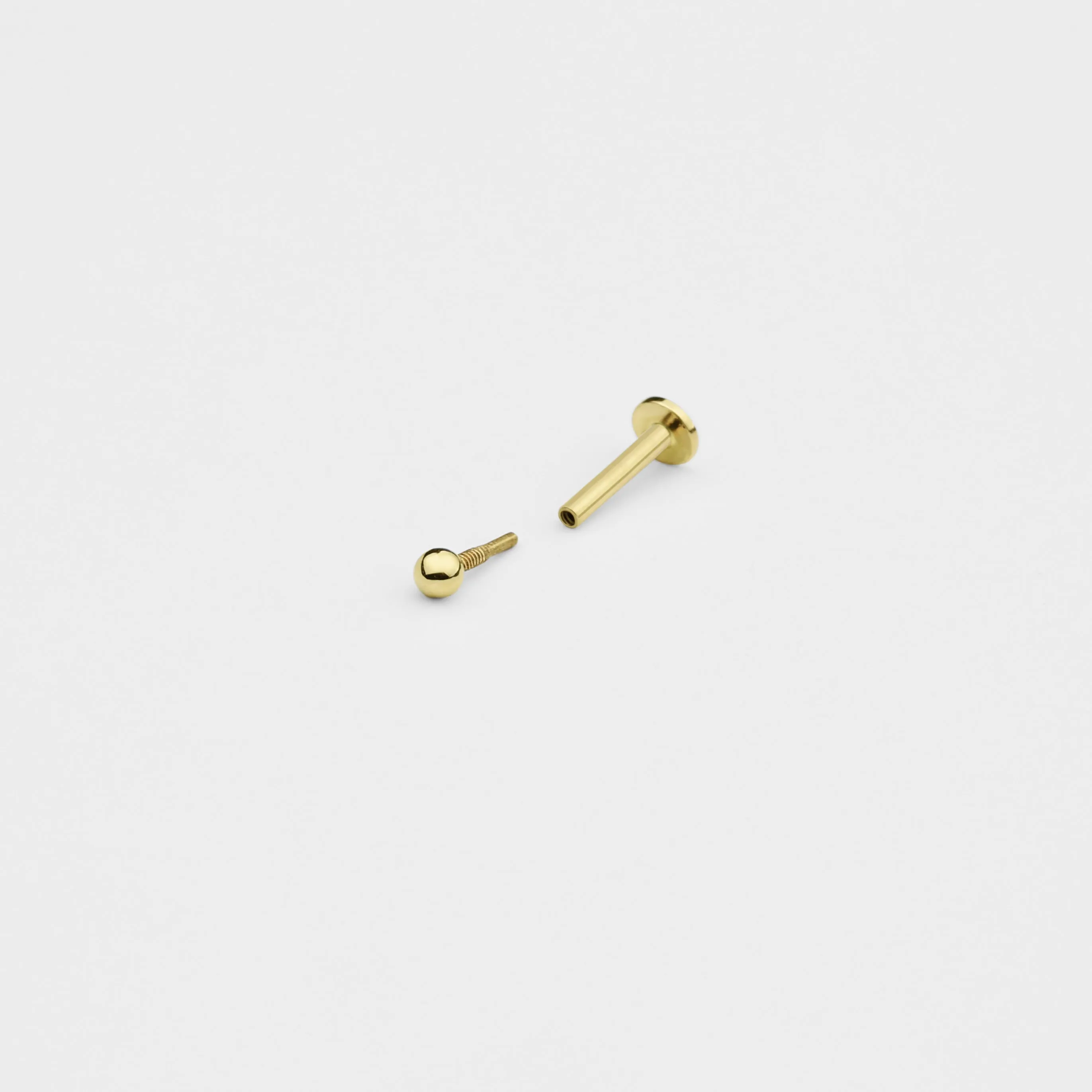 14k Solid Gold Ball Internally Threaded Labret Stud Earring