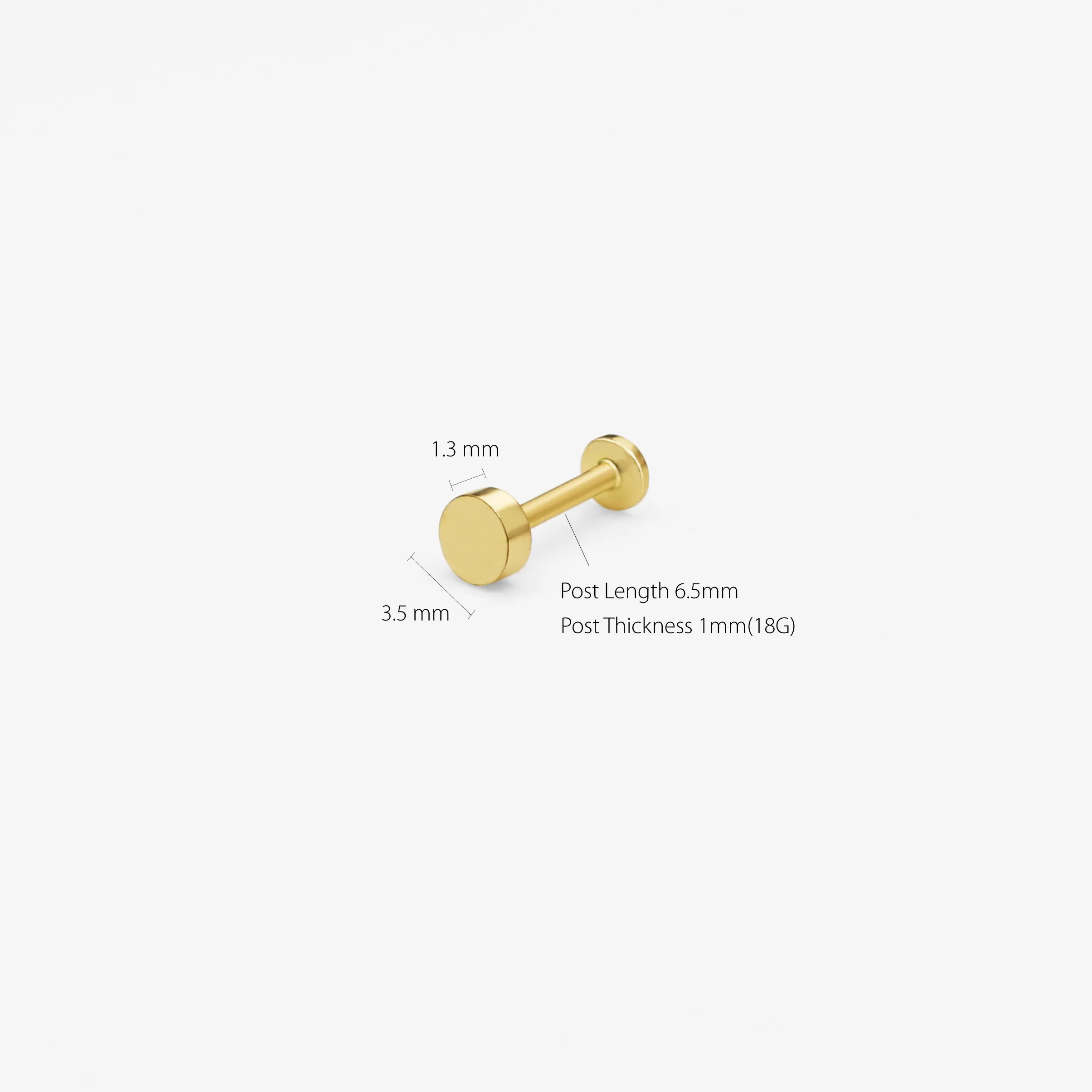 14k Solid Gold Bold Circle Internally Threaded Labret Stud Earring